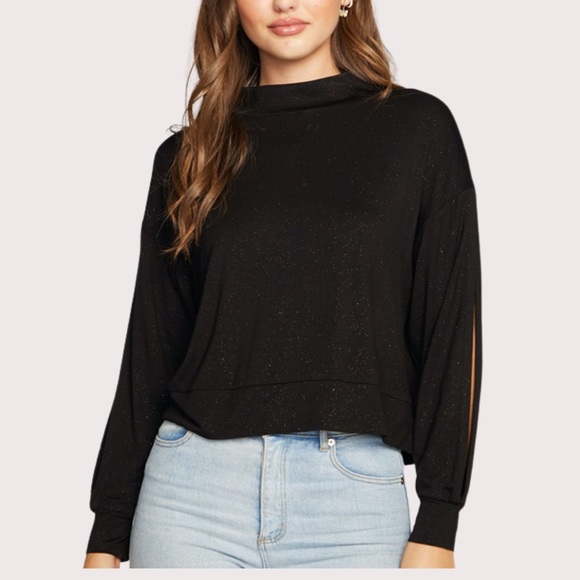 NWT - Chaser Sparkly Slit Sleeve Jersey Blouse - Picture 3 of 4